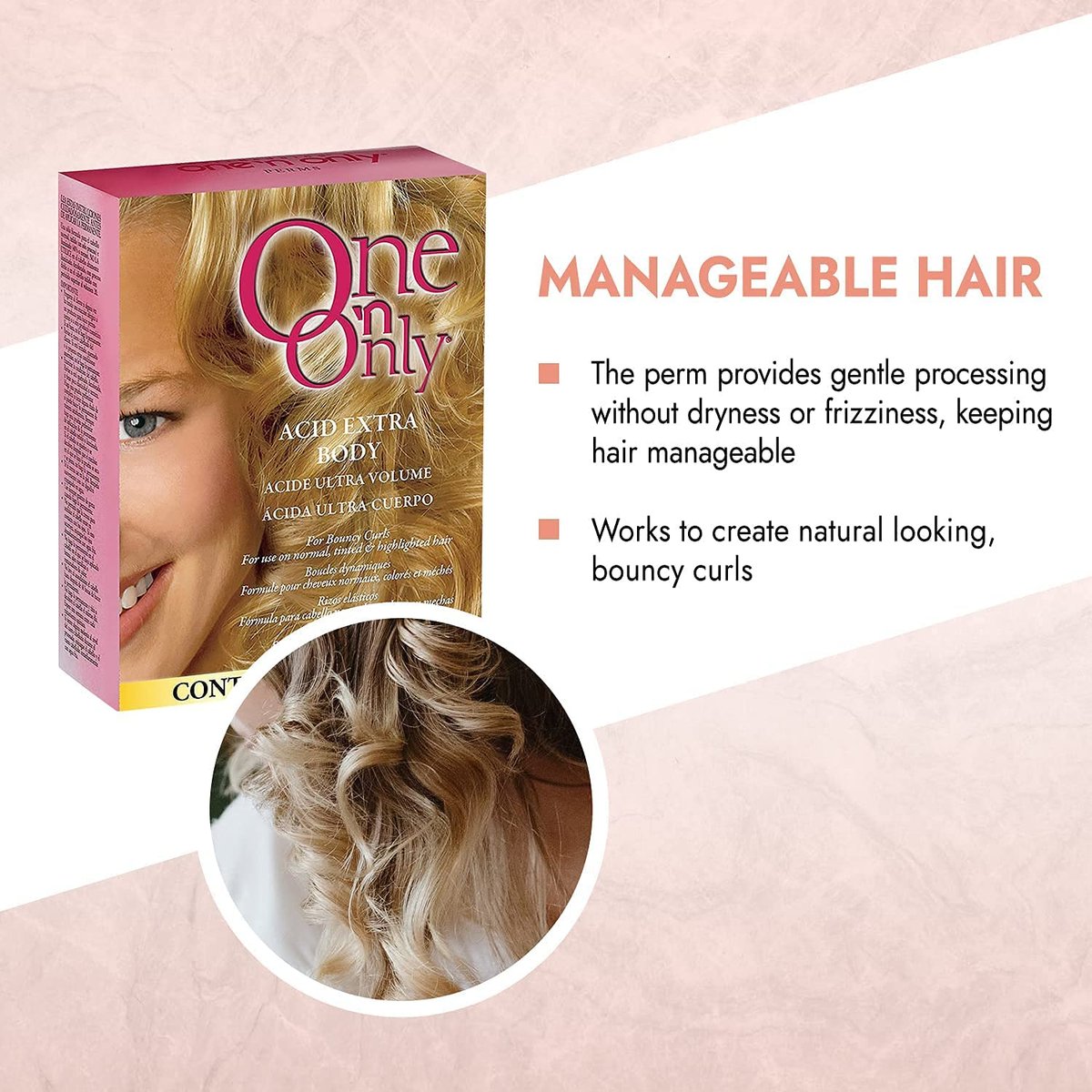 One 'N Only Acid Extra Body Hair Perm Kit with Argan Oil - At Home Perm for Bouncy Curls, Firmer & More Manageable Curls for Normal, Tinted, and Frosted Hair (1 Kit) Avelisse