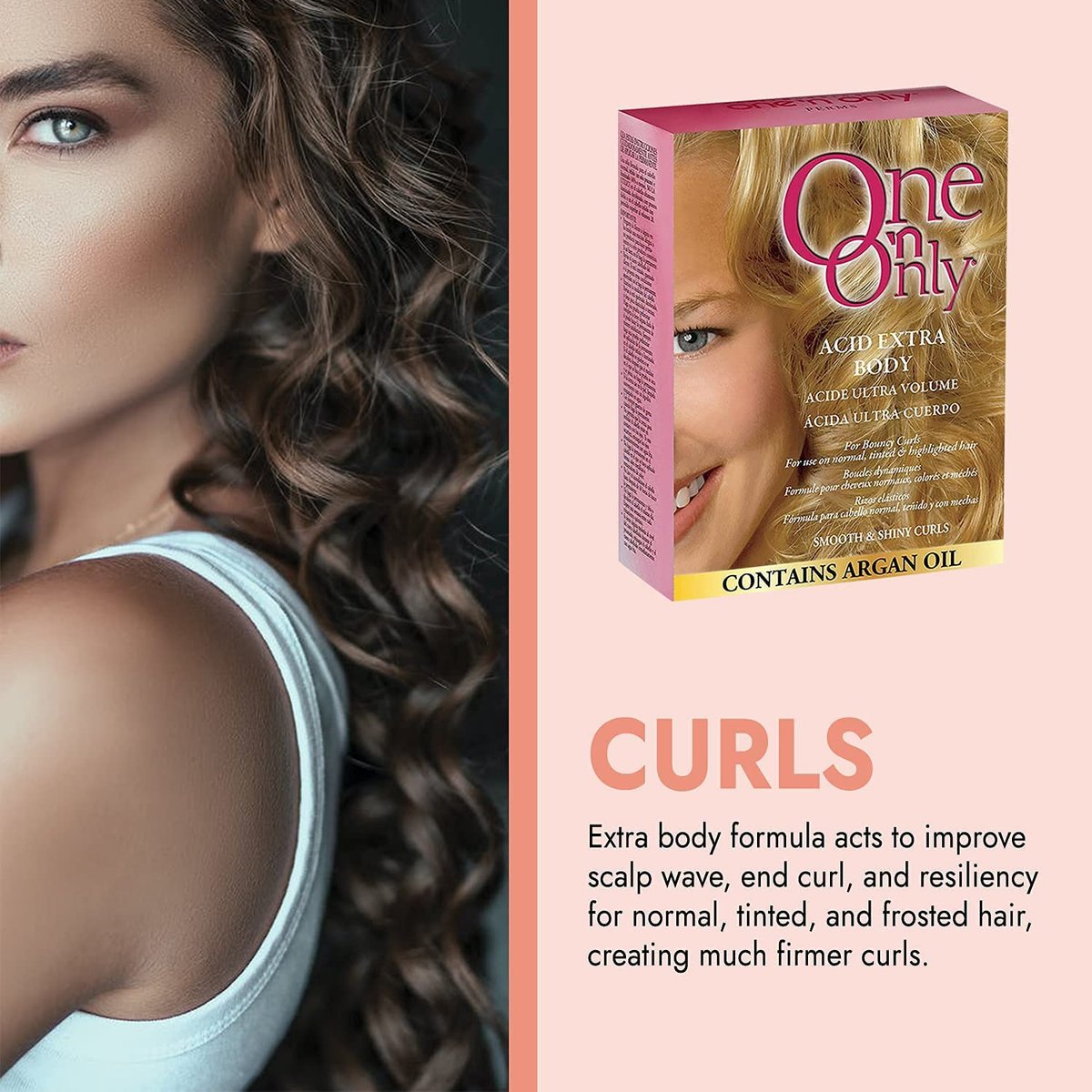 One 'N Only Acid Extra Body Hair Perm Kit with Argan Oil - At Home Perm for Bouncy Curls, Firmer & More Manageable Curls for Normal, Tinted, and Frosted Hair (1 Kit) Avelisse