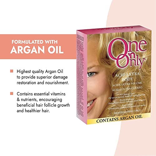 One 'N Only Acid Extra Body Hair Perm Kit with Argan Oil - At Home Perm for Bouncy Curls, Firmer & More Manageable Curls for Normal, Tinted, and Frosted Hair (1 Kit) Avelisse
