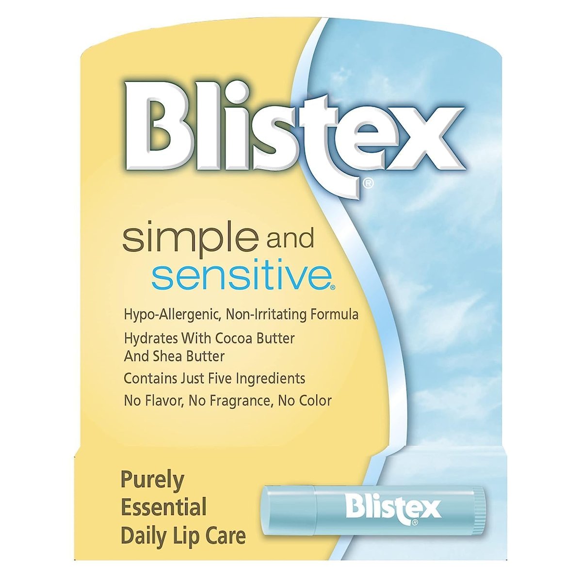 Blistex Simple and Sensitive Lip Moisturizer – Hypo-Allergenic, Cocoa & Shea Butter, No Flavor or Fragrance (Pack of 12) Avelisse