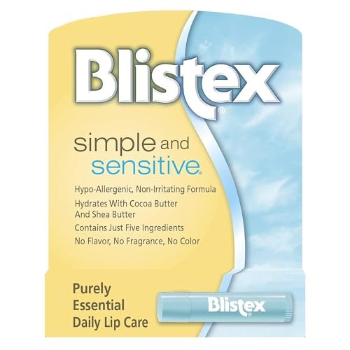 Blistex Simple and Sensitive Lip Moisturizer – Hypo-Allergenic, Cocoa & Shea Butter, No Flavor or Fragrance (Pack of 12) Avelisse