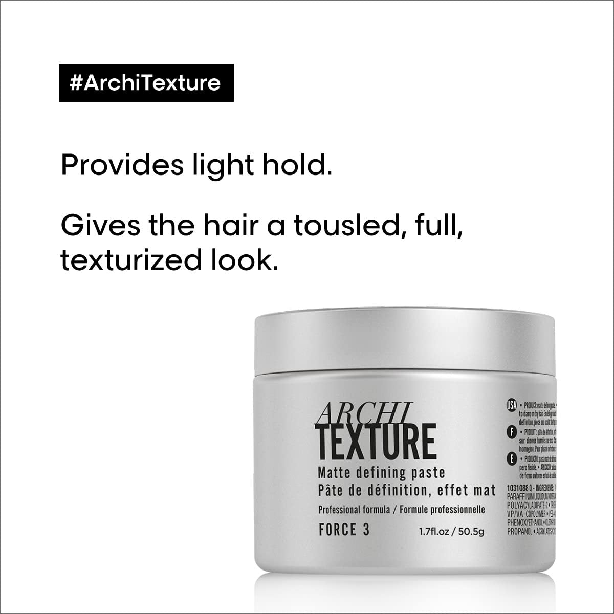 L'Oréal Professionnel Paris Architexture Medium Hold Texturizing Pomade - Matte Definition for All Hair Types Avelisse