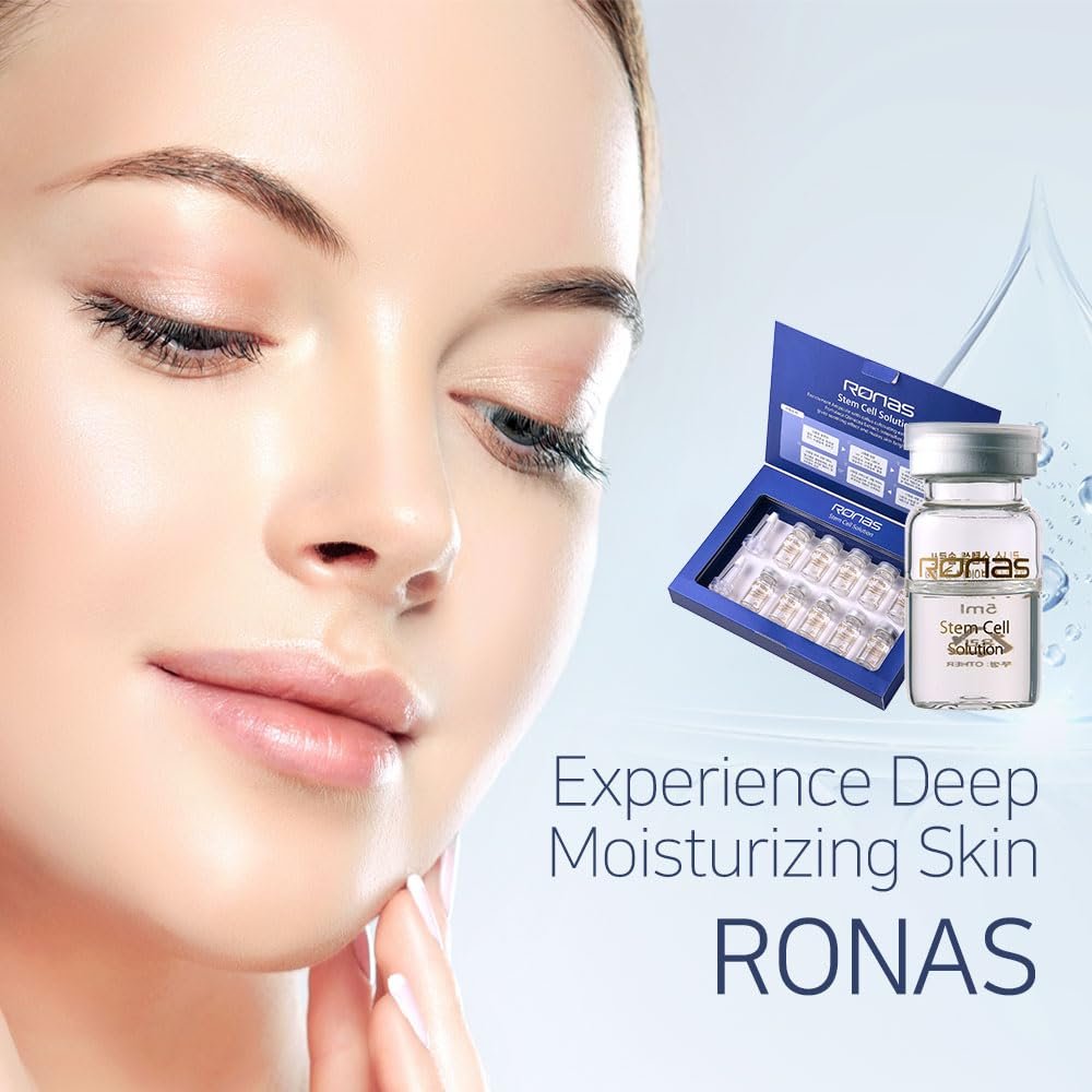 Ronas Stem Cell Solution Anti-Aging Serum Ampoules – Plant Stem Cells & Hyaluronic Acid for Wrinkle Smoothing & Skin Replenishment (0.17 fl oz, 10 Vials) Avelisse