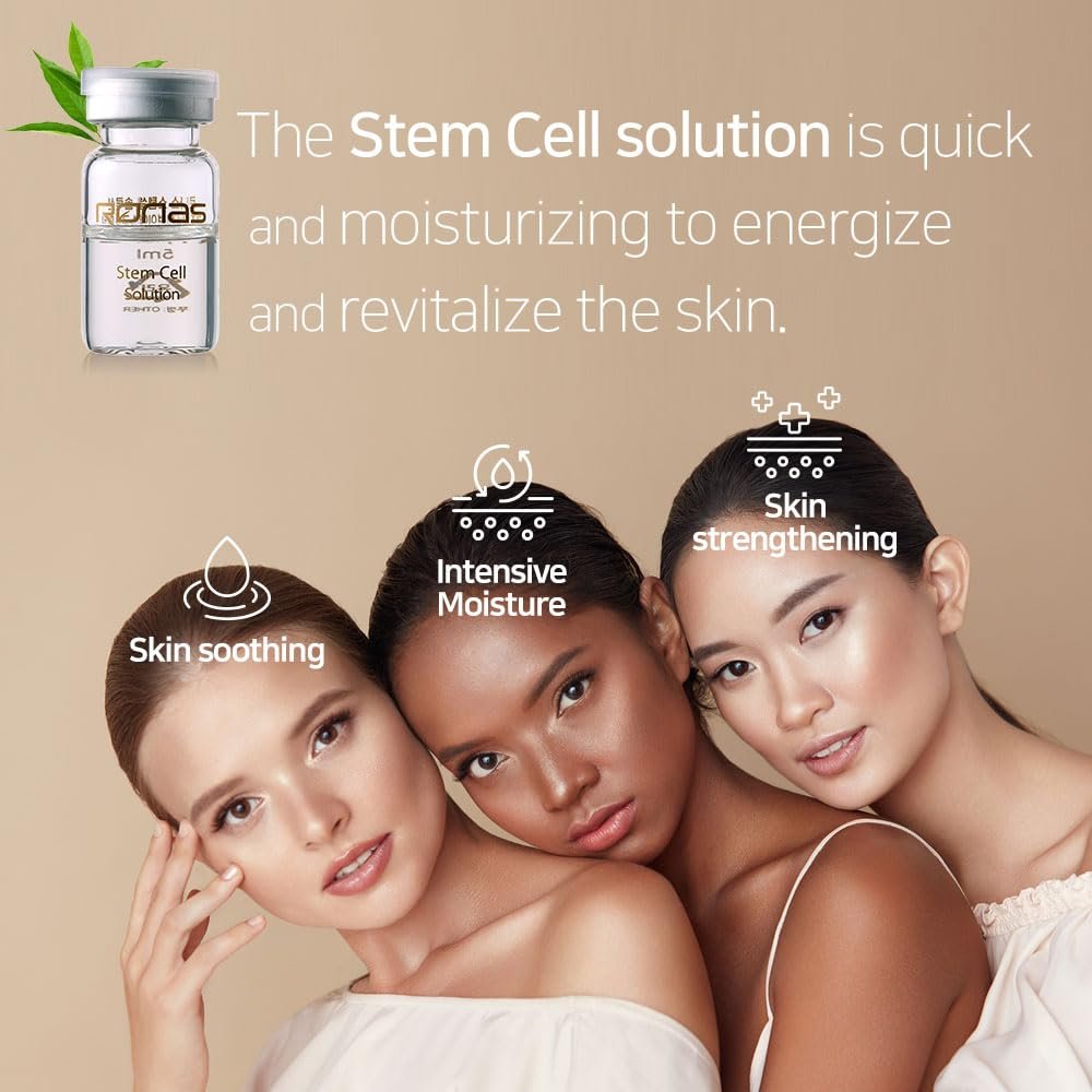 Ronas Stem Cell Solution Anti-Aging Serum Ampoules – Plant Stem Cells & Hyaluronic Acid for Wrinkle Smoothing & Skin Replenishment (0.17 fl oz, 10 Vials) Avelisse
