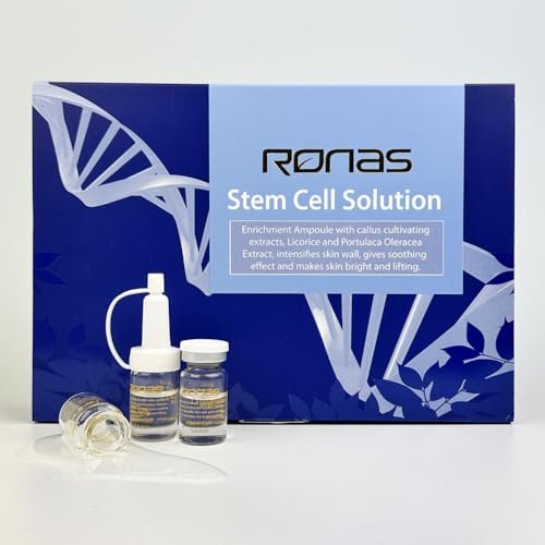 Ronas Stem Cell Solution Anti-Aging Serum Ampoules – Plant Stem Cells & Hyaluronic Acid for Wrinkle Smoothing & Skin Replenishment (0.17 fl oz, 10 Vials) Avelisse