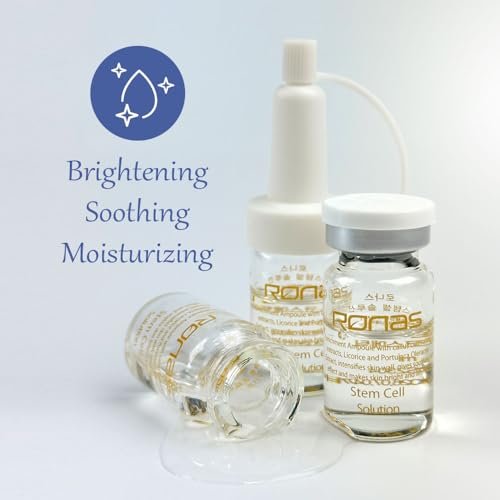 Ronas Stem Cell Solution Anti-Aging Serum Ampoules – Plant Stem Cells & Hyaluronic Acid for Wrinkle Smoothing & Skin Replenishment (0.17 fl oz, 10 Vials) Avelisse