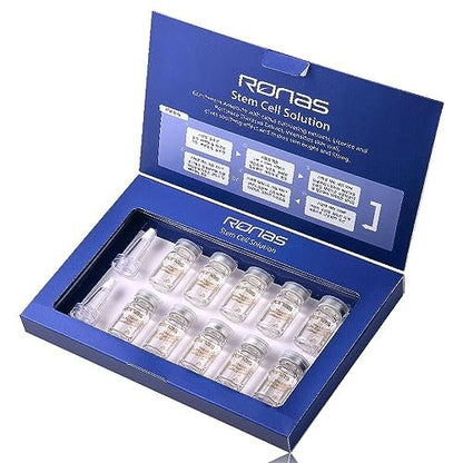 Ronas Stem Cell Solution Anti-Aging Serum Ampoules – Plant Stem Cells & Hyaluronic Acid for Wrinkle Smoothing & Skin Replenishment (0.17 fl oz, 10 Vials) Avelisse