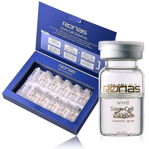 Ronas Stem Cell Solution Anti-Aging Serum Ampoules – Plant Stem Cells & Hyaluronic Acid for Wrinkle Smoothing & Skin Replenishment (0.17 fl oz, 10 Vials) Avelisse