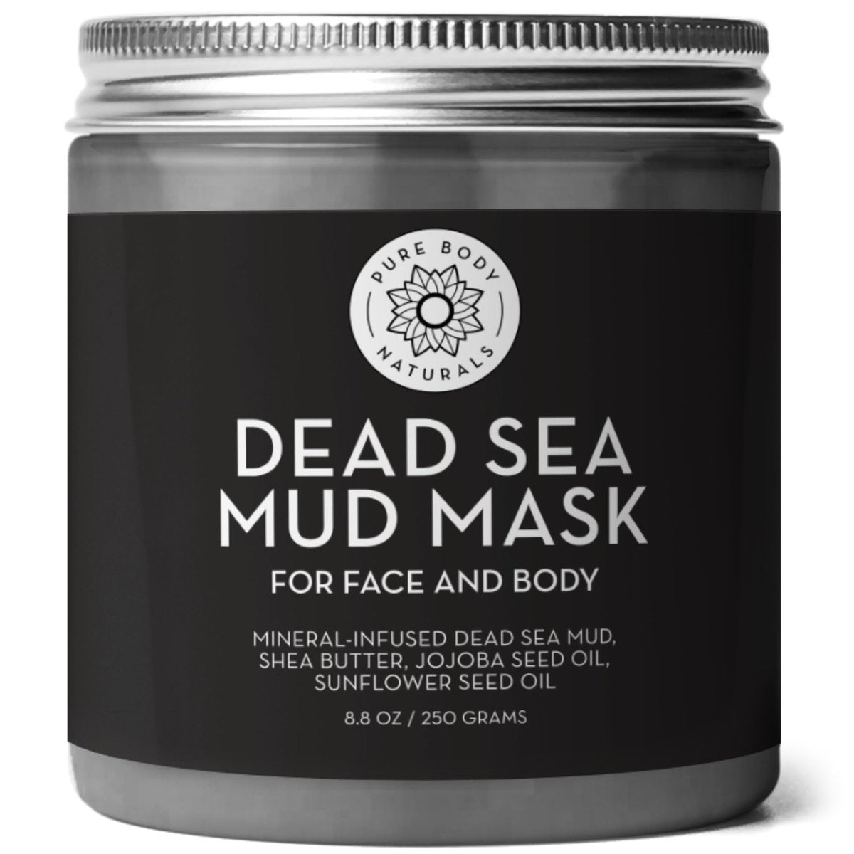 Pure Body Naturals Dead Sea Mud Mask – Face & Body Treatment for Acne, Blackheads & Oily Skin – Minimize Pores with Dead Sea Clay & Charcoal – 8.8 oz Avelisse