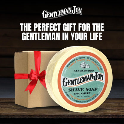Gentleman Jon Sandalwood Shaving Soap for Men - Classic Shave Essential, 2.25 oz