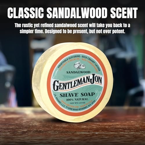 Gentleman Jon Sandalwood Shaving Soap for Men - Classic Shave Essential, 2.25 oz - görsel 8