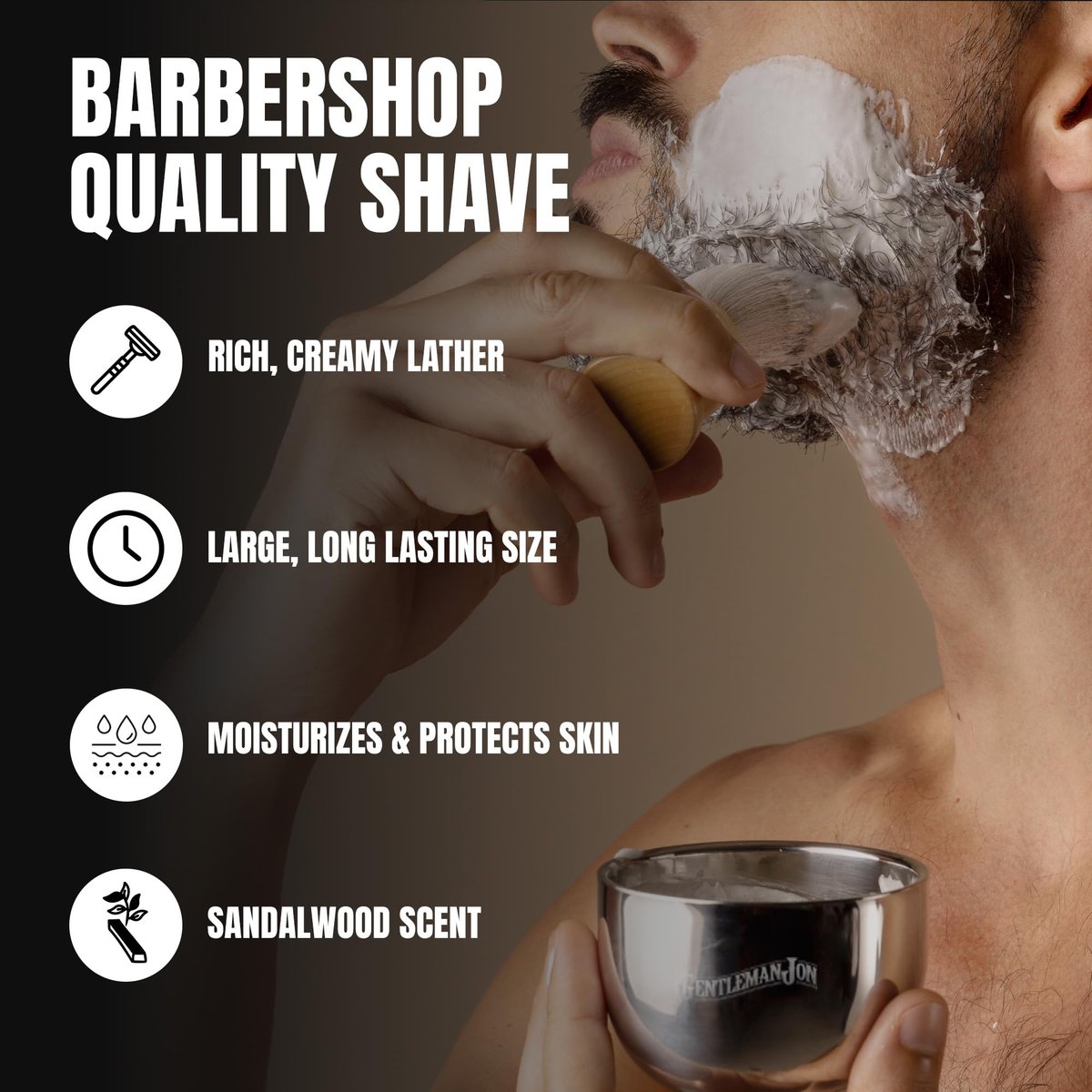 Gentleman Jon Sandalwood Shaving Soap for Men - Classic Shave Essential, 2.25 oz - görsel 3