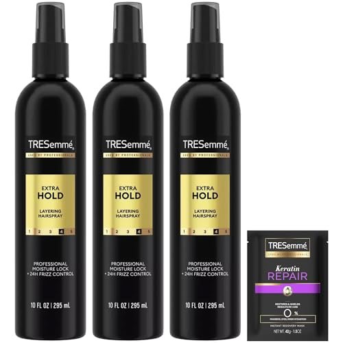 TRESemmé Extra Hold Hairspray Non-Aerosol 3-Pack with Keratin Repair Hair Mask – 24H Hold & Frizz Control Avelisse