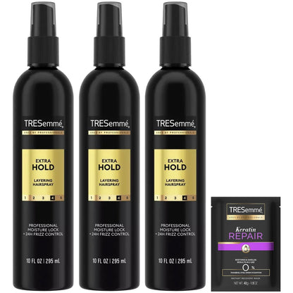 TRESemmé Extra Hold Hairspray Non-Aerosol 3-Pack with Keratin Repair Hair Mask – 24H Hold & Frizz Control Avelisse