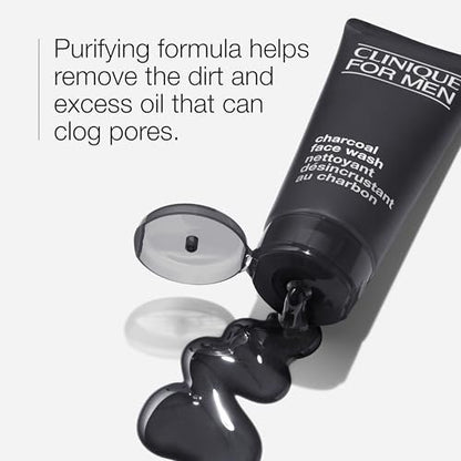 Clinique For Men Charcoal Face Wash - Detoxifying Gel Cleanser, 6.7 Fl Oz - Unclogs Pores & Refines Skin Avelisse