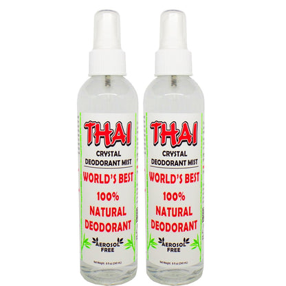 Thai Deodorant Stone Crystal Mist Natural Deodorant Spray - 8 oz (Pack of 2) - Aluminum-Free, Hypoallergenic Deodorant for Women, Men & Sensitive Skin