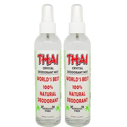 Thai Deodorant Stone Crystal Mist Natural Deodorant Spray - 8 oz (Pack of 2) - Aluminum-Free, Hypoallergenic Deodorant for Women, Men & Sensitive Skin