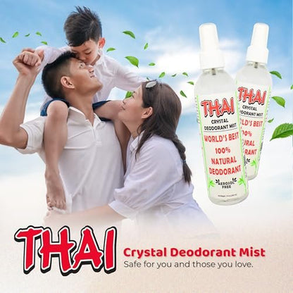 Thai Deodorant Stone Crystal Mist Natural Deodorant Spray - 8 oz (Pack of 2) - Aluminum-Free, Hypoallergenic Deodorant for Women, Men & Sensitive Skin