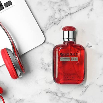 WHISKY RED Eau De Toilette For Men – Passionate And Powerful Scent With Bergamot, Lavender And Vetiver – Made In France By EVAFLORPARIS – 3.4 Fl Oz