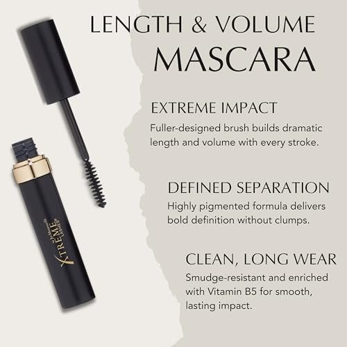Xtreme Lashes Length & Volume Mascara – Black, Waterproof, Lash Extension Compatible, Vitamin B5 Enriched, 0.25 oz Avelisse