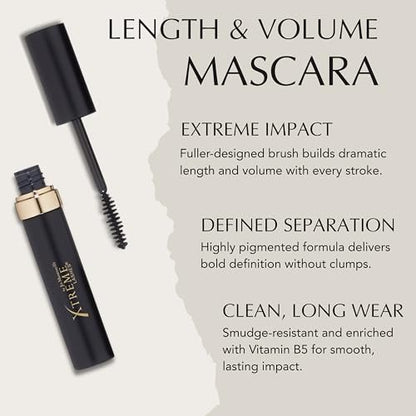 Xtreme Lashes Length & Volume Mascara – Black, Waterproof, Lash Extension Compatible, Vitamin B5 Enriched, 0.25 oz Avelisse