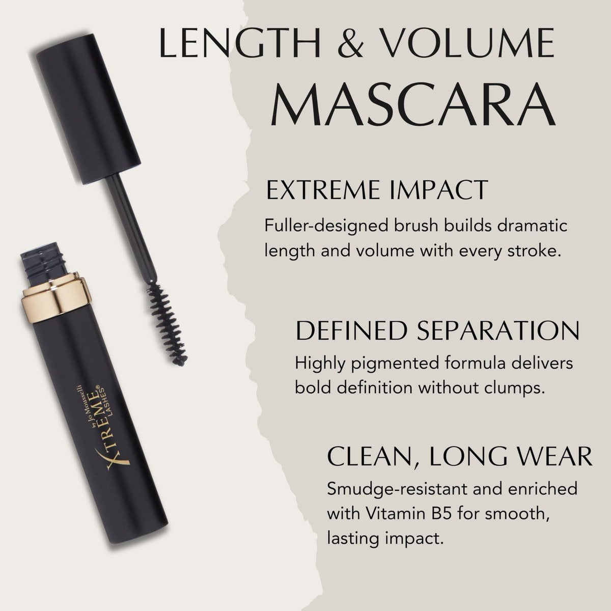 Xtreme Lashes Length & Volume Mascara – Black, Waterproof, Lash Extension Compatible, Vitamin B5 Enriched, 0.25 oz Avelisse