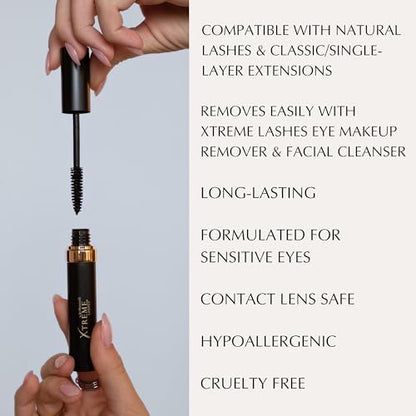 Xtreme Lashes Length & Volume Mascara – Black, Waterproof, Lash Extension Compatible, Vitamin B5 Enriched, 0.25 oz Avelisse