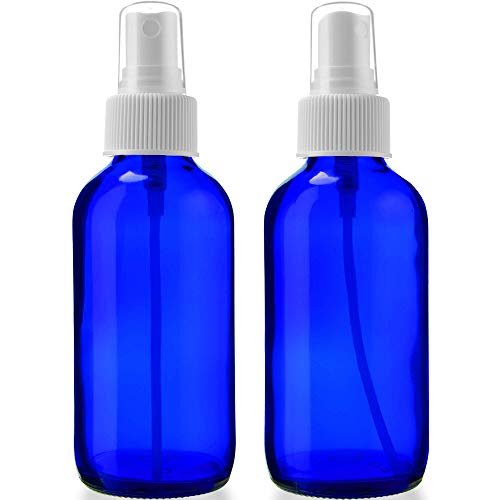 Sally's Organics Empty Blue Glass Small Portable Atomizer Spritzer, 2 Pack (4 oz) - Refillable Travel Spray Bottles - görsel 2