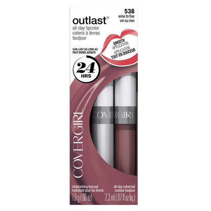 COVERGIRL Outlast Lipcolor Wine to Five 538 - Longwear Lipstick, 0.06 Fl Oz (Pack of 2) Avelisse
