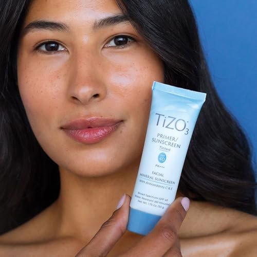 TiZO3 Facial Mineral Sunscreen and Primer, Tinted Broad Spectrum SPF 40 with Antioxidants, Sheer Matte Finish, Fragrance-Free, Oil-Free, Dermatologist-Recommended, PA+++, 1.75 oz Avelisse