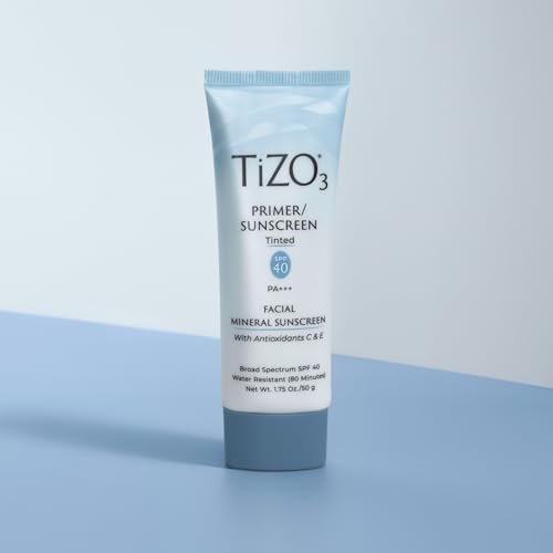 TiZO3 Facial Mineral Sunscreen and Primer, Tinted Broad Spectrum SPF 40 with Antioxidants, Sheer Matte Finish, Fragrance-Free, Oil-Free, Dermatologist-Recommended, PA+++, 1.75 oz Avelisse