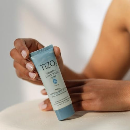 TiZO3 Facial Mineral Sunscreen and Primer, Tinted Broad Spectrum SPF 40 with Antioxidants, Sheer Matte Finish, Fragrance-Free, Oil-Free, Dermatologist-Recommended, PA+++, 1.75 oz Avelisse