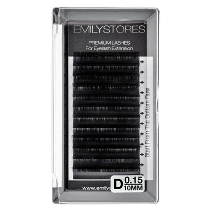 EMILYSTORES Volume Eyelash Extensions 0.15mm D Curl 10mm – 1 Pack Black False Lashes