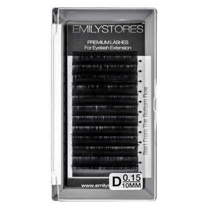 EMILYSTORES Volume Eyelash Extensions 0.15mm D Curl 10mm – 1 Pack Black False Lashes