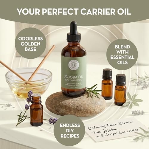 Pure Body Naturals Organic Jojoba Oil - 100% Pure, Cold Pressed, USA-Sourced - 4 Fl Oz for Skin, Face, Nails, Hair & Carrier Oil - görsel 16