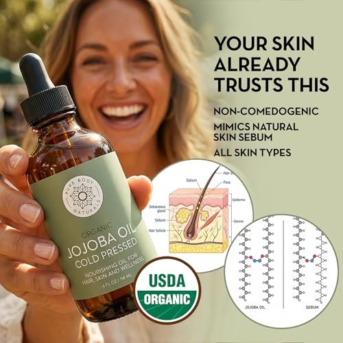 Pure Body Naturals Organic Jojoba Oil - 100% Pure, Cold Pressed, USA-Sourced - 4 Fl Oz for Skin, Face, Nails, Hair & Carrier Oil - görsel 4