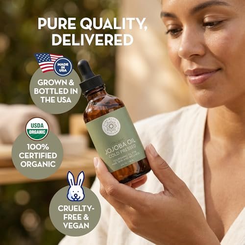 Pure Body Naturals Organic Jojoba Oil - 100% Pure, Cold Pressed, USA-Sourced - 4 Fl Oz for Skin, Face, Nails, Hair & Carrier Oil - görsel 8