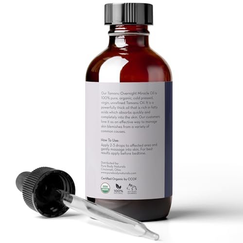 Pure Body Naturals Cold Pressed Tamanu Oil - 4 Fl Oz - Calms Irritated Skin & Moisturises Dry Scaly Skin Avelisse