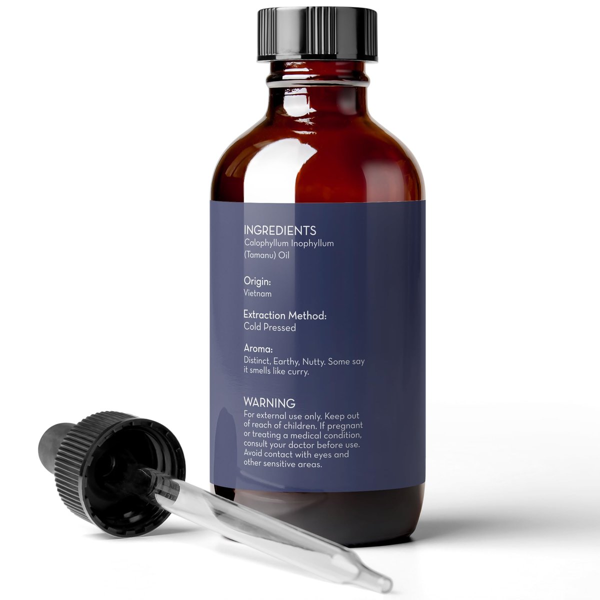 Pure Body Naturals Cold Pressed Tamanu Oil - 4 Fl Oz - Calms Irritated Skin & Moisturises Dry Scaly Skin Avelisse