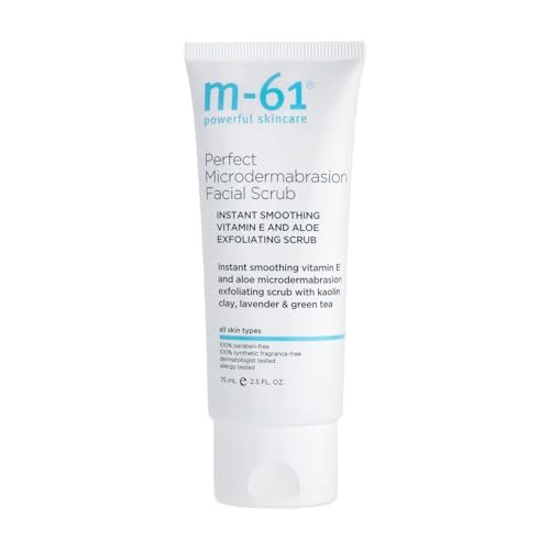 m-61 Perfect Microdermabrasion Facial Scrub - Smoothing Exfoliating Face Scrub with Vitamin E, Kaolin Clay, Aloe for All Skin Types - Derm & Allergy Tested - Made in USA (2.5 Fl Oz) Avelisse