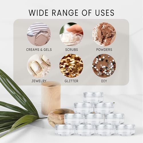 PANA 50 Pack Empty 5g Acrylic Clear Round Jars – BPA-Free Sample Containers for Cosmetics, Creams, Lotions, and More - görsel 10