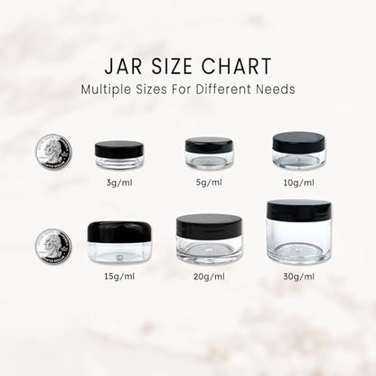 PANA 50 Pack Empty 5g Acrylic Clear Round Jars – BPA-Free Sample Containers for Cosmetics, Creams, Lotions, and More