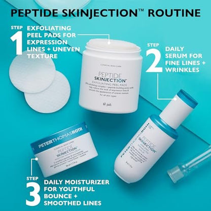 Peter Thomas Roth Peptide Skinjection Exfoliating Peel Pads - Smooth Expression Lines & Wrinkles, Fragrance-Free, Alcohol-Free, 60 Count Avelisse