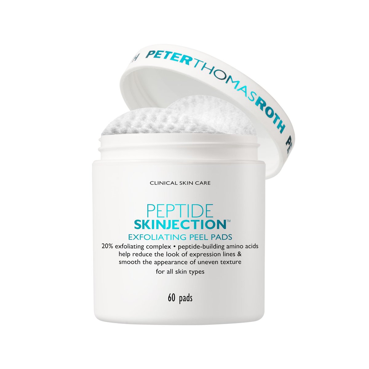 Peter Thomas Roth Peptide Skinjection Exfoliating Peel Pads - Smooth Expression Lines & Wrinkles, Fragrance-Free, Alcohol-Free, 60 Count Avelisse
