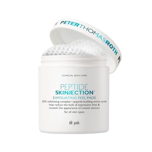 Peter Thomas Roth Peptide Skinjection Exfoliating Peel Pads - Smooth Expression Lines & Wrinkles, Fragrance-Free, Alcohol-Free, 60 Count Avelisse