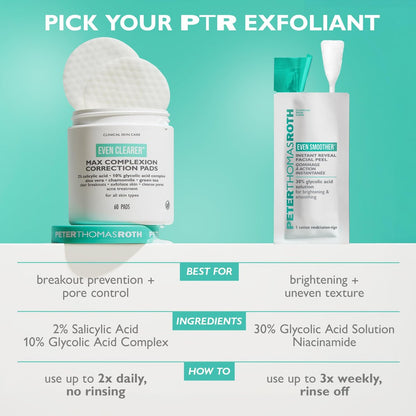 Peter Thomas Roth Even Smoother Instant Reveal Facial Peel – Glycolic Acid Exfoliator for Brightening (8 Pack) Avelisse