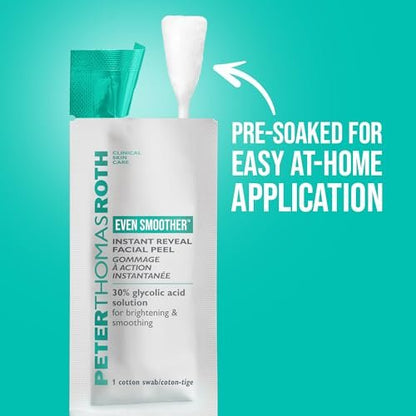 Peter Thomas Roth Even Smoother Instant Reveal Facial Peel – Glycolic Acid Exfoliator for Brightening (8 Pack) Avelisse