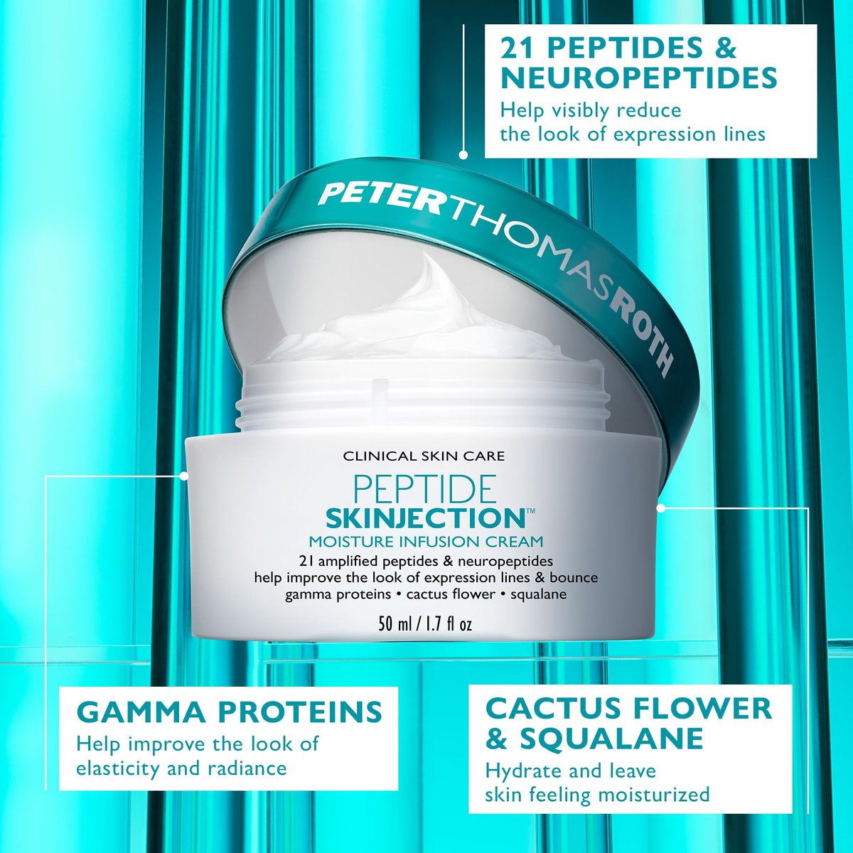 Peter Thomas Roth Peptide Skinjection Moisture Infusion Cream – Refillable Anti-Aging Moisturizer with 21 Peptides & Neuropeptides for Firmness, Elasticity, Fine Lines & Wrinkles Avelisse