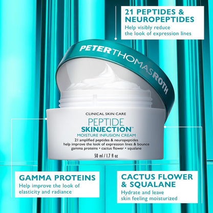Peter Thomas Roth Peptide Skinjection Moisture Infusion Cream – Refillable Anti-Aging Moisturizer with 21 Peptides & Neuropeptides for Firmness, Elasticity, Fine Lines & Wrinkles Avelisse