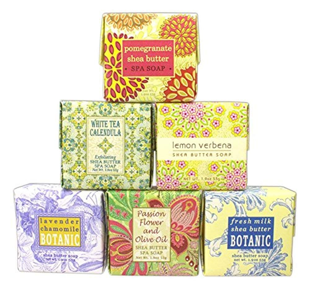 Greenwich Bay Trading Co. Soap Variety Pack – 6 Bars of 1.9oz Artisan Soaps (Fresh Milk, Lemon Verbena, White Tea Calendula, Lavender Chamomile, Pomegranate Shea Butter, Passion Flower) - görsel 1